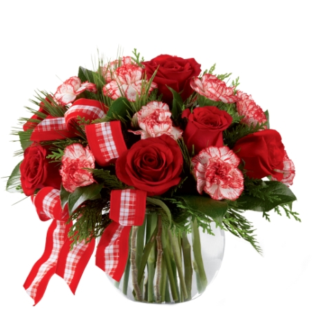 12 Pink carnations and 6 Red Rose in a bouquet