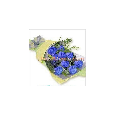 12 Blue Holland Roses in Bouquet Online Delivery to Manila Philippines